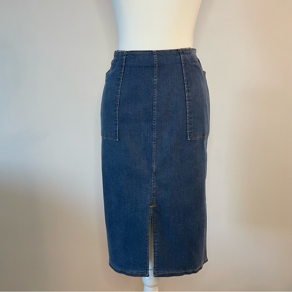 Denim Midi Skirt 80% Cotton Blue Who What Wear Women’s Size 6